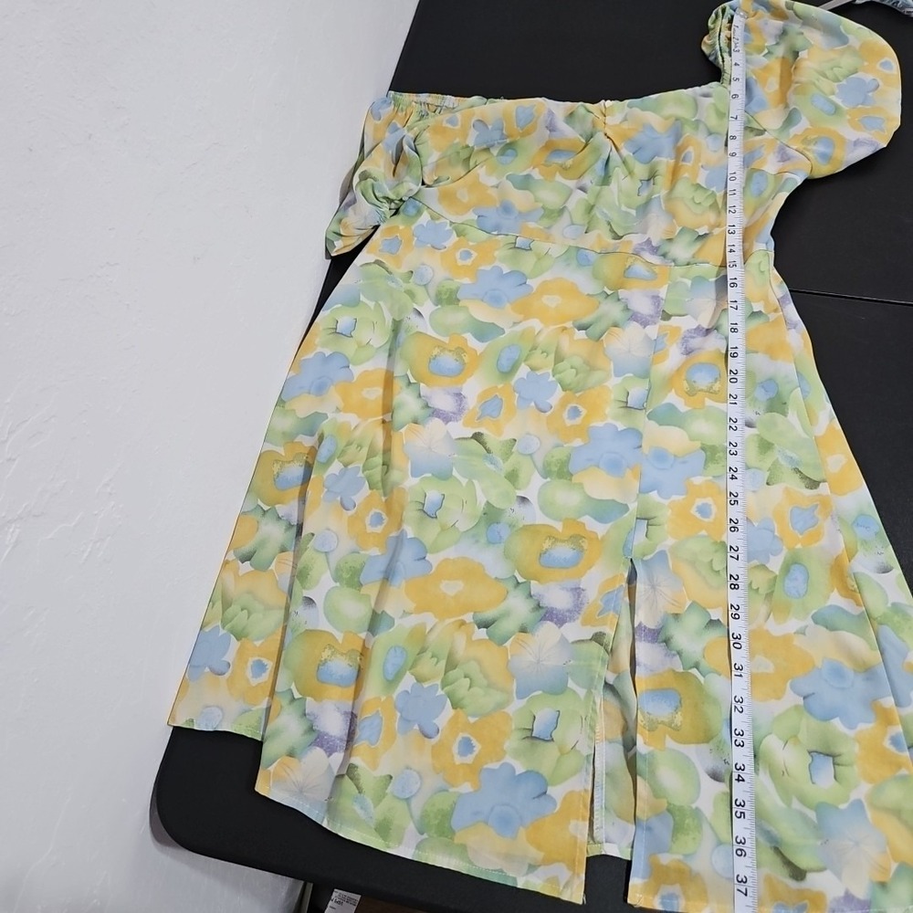 Womens Cinder Sz XL Floral Watercolor Print Dress Off Shoulder Coquette Cottage - Picture 11 of 11